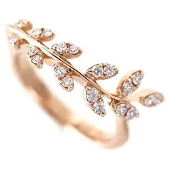 ピンキーリング 18金 K18PG リーフデザイン 6号 指輪 ダイヤ 0.16ct ジュエリー アクトワン