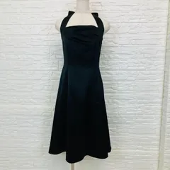 MAITRESSE メトリーゼ バックレースアップ サテン ハルターネックワンピース 黒 パーティードレス　6537