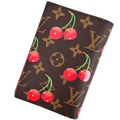 ルイヴィトン パスポートケース モノグラム・チェリー クーヴェルテュール・パスポールMM M13424 村上隆 レザー ブラウン 小物 アクトワン