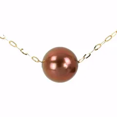パールネックレス スルーネックレス レディース 着色パール ショコラブラウン チョコレート色 18k 18金 イエローゴールド 7.8mm 約8mm 45cm アクトワン