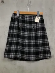 新品 earth music&ecology アースミュージック＆エコロジー 10187L02000 144 ラップ風台形チェック ミニ スカート sizeM/黒 ◆■ レディース