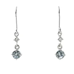 4℃ ピアス アクアマリン ダイヤモンド 14k 14金 ホワイトゴールド フックピアス ぶら下がり 揺れる 天然石 ジュエリー レディース アクトワン