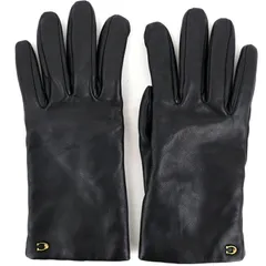 コーチ 手袋 レディース スカルプテッド シグネチャー レザー テック グローブ サイズ7 ブラック ラムレザー ウール 冬物 防寒グッズ 小物 アクトワン