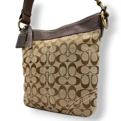 【美品】コーチ COACH シグネチャー ショルダーバッグ 斜め掛け クロスボディ ワンショルダー 肩掛け キャンバス レザー ベージュ ブラウン 茶色 ゴールド金具 10403 軽量 カジュアル デイリー レディース 鞄 カバン 通勤 通学 お出かけ s97