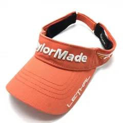 【美品】テーラーメイド サンバイザー オレンジ×白 ロゴ刺しゅう  フリー(57-59cm)   ゴルフウェア TaylorMade