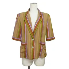 レリアン Leilian ジャケット テーラード ストライプ 五分袖 13＋ 茶 ブラウン