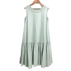 美品 FOXEY NEW YORK フォクシーニューヨーク リネンフェイス ノースリーブドレス ワンピース 38321 38サイズ ライトグリーン レディース 古着 中古 USED