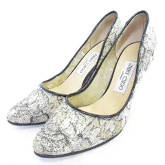 良品 JIMMY CHOO ジミーチュウ レース パンプス 37 1/2 24.5cm オフホワイト レディース 古着 中古 USED