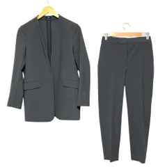 美品 24SS PLST プラステ ハイストレッチトリコットカラーレスジャケット パンツ スーツ セットアップ Sサイズ グレー レディース 古着 中古 USED