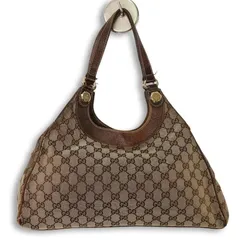【人気】GUCCI グッチ GGキャンバス ワンショルダーバッグ ホーボー ゴールド金具 ベージュ系 肩掛け 手提げ 大容量 レザー 収納袋付き