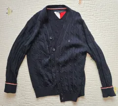 Tommy Hilfiger トミーヒルフィガー ネイビー ケーブル ニット カーディガン XL サイズ