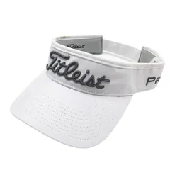 【美品】タイトリスト サンバイザー 白×グレー 立体ロゴ フットジョイ  フリー(57-59cm)   ゴルフウェア TITLEIST