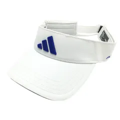 アディダス サンバイザー 白×ブルー 立体ロゴ 紙タグ付 OSFX(57-60cm)フリーサイズ    ゴルフウェア adidas