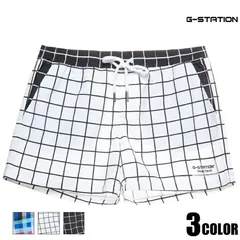 水着　g-2051sw G-Station/ジーステーション ウィンドウペン スイムウェア　ショートパンツ型スイムウェア　男性水着 海水パンツ 海パン 水泳 ビーチウェア　チェック柄 格子 メンズ 水着 サーフパンツ
