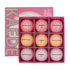 KAEDE ゴルフボール 9個セット 9個入り カエデ 新色 ローズ オレンジ ピンク プレゼント かわいいボール 飛ぶボール ギフト ギフトBOX入り 個包装 コンペ景品 プレゼント 女性 おしゃれ golf ball