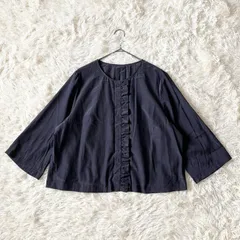 Rose Tiara　ローズティアラ　トリアセコットンフリルジャケット　大きいサイズ46　3XL　4XL　ネイビー