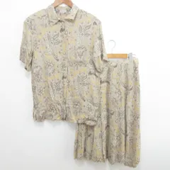 良品 BURBERRY'S バーバリーズ ヴィンテージ ペイズリー柄 ブラウス スカート セットアップ 大きいサイズ 13/15 ベージュ系 レディース 古着 中古 USED