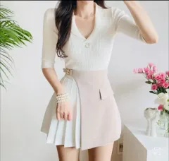 パール アシンメトリー プリーツ スカート (新品)