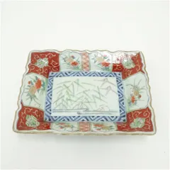 古伊万里　染錦草花文長皿  食器 器 おしゃれ 焼き魚 魚 盛り付け 料理 オードブル 骨董 プレート 和食 洋食 来客 カフェ