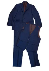  NICOLE ニコル　スーツ　ビジネス　3点セット　メンズ　チェック　ネイビー　サイズ50【Z1782】