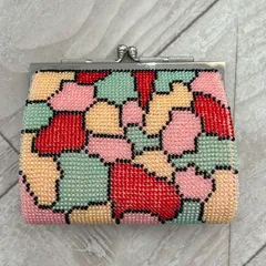 昭和レトロ 総ビーズ がま口財布 ステンドグラス風 昭和レトロ
