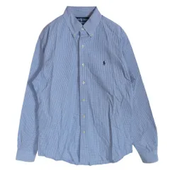 RALPH LAUREN ラルフローレン CUSTOM FIT チェック BD 長袖 シャツ ライトブルー系 M【中古】