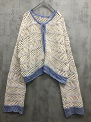 mily bilet ミウィビレット mi1029041 ラメメッシュ編み クロップド前後２WAY カーディガン sizeM/ブルー系 ■■ レディース