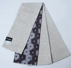 半幅帯 長さ約4.0ｍ 浴衣帯 細帯 日本製 ポリエステル100％ 袷 ベージュ×焦げ茶 リバーシブル NO43136