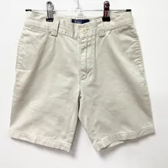古着　RALPH LAUREN　ラルフ ローレン　チノクロス　クラシック　無地　チノパン　ハーフパンツ　キッズ　130サイズ　コットン　ベージュ　アイボリー　アメカジ　トラッド　半ズボン　子供服