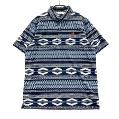 サイズ：O ADIDAS GOLF アディダスゴルフ  半袖ポロシャツ オルテガ柄 ネイビー系 [240101558218] ゴルフウェア メンズ ストスト