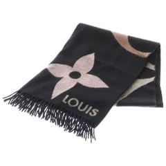 LOUIS VUITTON (ルイヴィトン) ジ アルティメット モノグラム ウールカシミヤマフラー ブラック M76383
