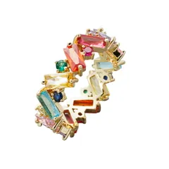 【ミックスゴールド×12号】[Cream dot. クリームドット公式] リング 指輪 レディース   カラーストーン マルチカラー ビジュー スクエアカット カラフル キレイ色  