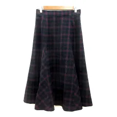 エニィスィス エニシス anySiS フレアスカート ミモレ ロング チェック 2 M 黒 ブラック 赤紫 ボルドー /MN