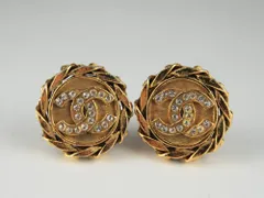 【USED/B】CHANELシャネル ココマーク ラインストーン チェーンモチーフ イヤリング 2/3