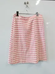 ピB292●BANANA REPUBLIC●バナナリパブリック●タイトスカート●ジガード織り●綿100%●千鳥格子柄●sizeO●白xピンク●トルコ製