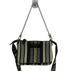 新品同様 EMPORIO ARMANI エンポリオアルマーニ バスケット織り ミニダブルショルダーバッグ ブラック レディース 古着 中古 USED