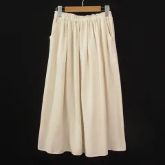サマンサモスモス SM2 ギャザースカート  ロング リネン混 F アイボリー