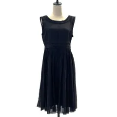 美品 FOXEY フォクシー シルク100％ ノースリーブ シフォン ドレス ワンピース  37822 サイズ40 ブラック レディース 古着 中古 USED