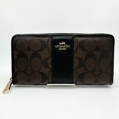 COACH（コーチ）シグネチャー ラウンドファスナー長財布 54630 PVC×レザー ブラウン×ブラック