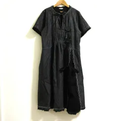 美品 PINK HOUSE ピンクハウス ローン使いデニムワンピース ブラック グレー レディース 古着 中古 USED