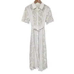 美品 23SS Diagram ダイアグラム グレースコンチネンタル コードレースコンビシャツワンピース サイズ36 ホワイト レディース 古着 中古 USED