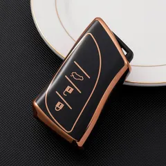 レクサス LEXUS スマートキーケース TPU キーカバー 新型NX/LC/ LS/UX/ES ブラック×ゴールド