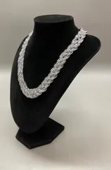 SN1088 多重編み 大ぶり シルバー ネックレス アンティーク アクセサリー