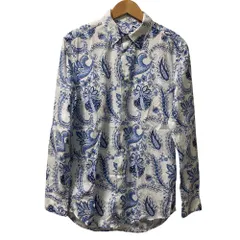 美品 23SS ETRO エトロ ペイズリー柄 長袖シャツ サイズ41 ホワイト×ブルー メンズ 古着 中古 USED