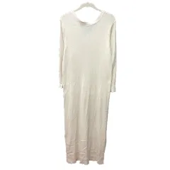 アンデミュウ Andemiu ワンピース ニット ロング 長袖 リブ F 白 アイボリー /MN