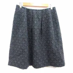 アズノウアズ as know as フレアスカート ひざ丈 ツイード ウール チャコールグレー /YK