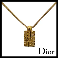 M【Dior】トロッター ネックレス ゴールド/金カラー リバーシブル ラインストーン プレート ヴィンテージ ペンダント Christian Dior/クリスチャンディオール (62800MT3a)