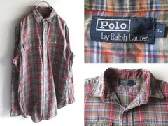 希少 90sビンテージ Polo by Ralph Lauren ラルフローレン ライトコットンネル チェックシャツ ワークシャツ L 高配色 オンワード樫山正規