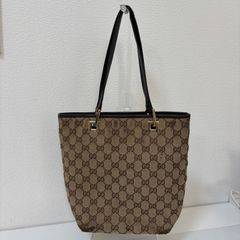 GUCCI トートバッグ 肩掛け A4可 GGキャンバス レザー ブラウン - メルカリ