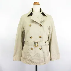 ナイスクラップ NICE CLAUP トレンチコート アウター 長袖 ショート丈 ライナー付き コットン 1 ベージュ ※EKM